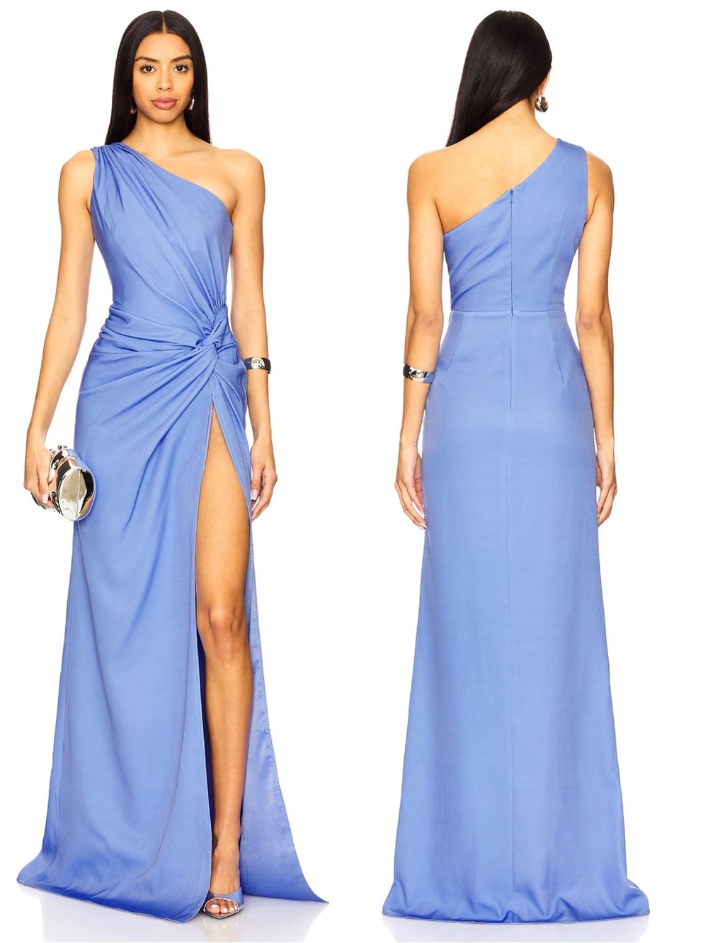 One-Shoulder Lavender Maxi Dress with Side Slit